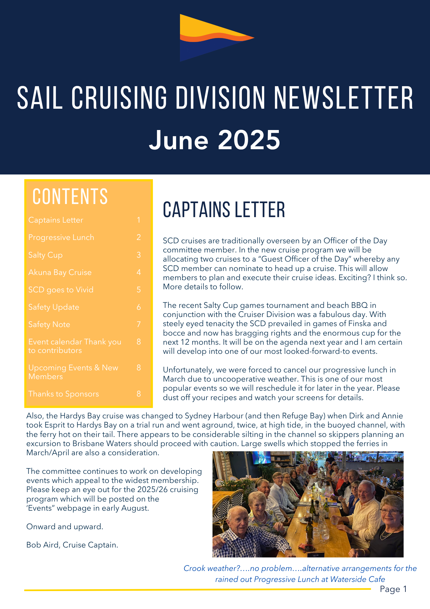 SAIL CRUISING DIVISION NEWSLETTER - JUNE 2025