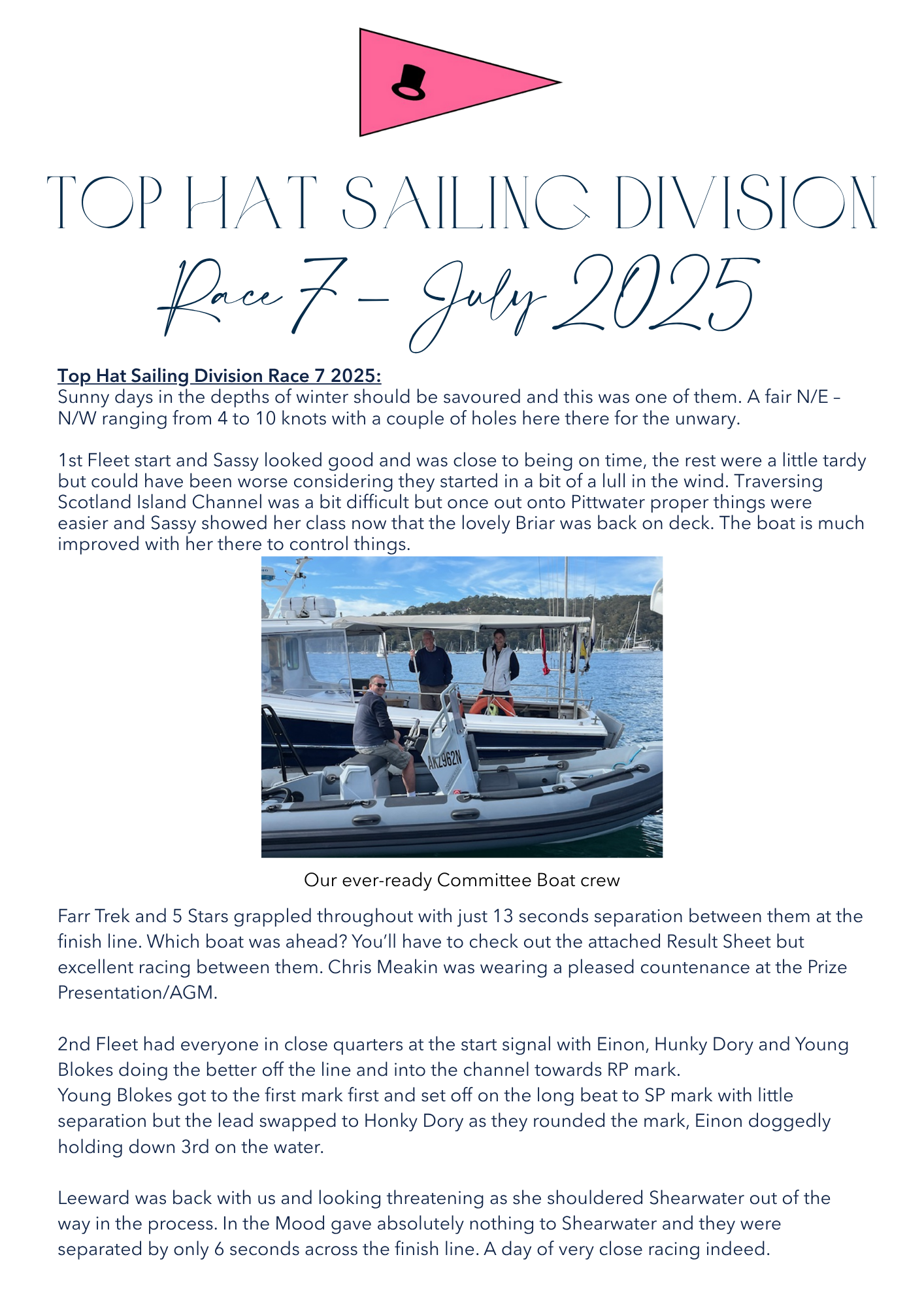 TOP HAT NEWSLETTER RACE 7 - 05.07.2025