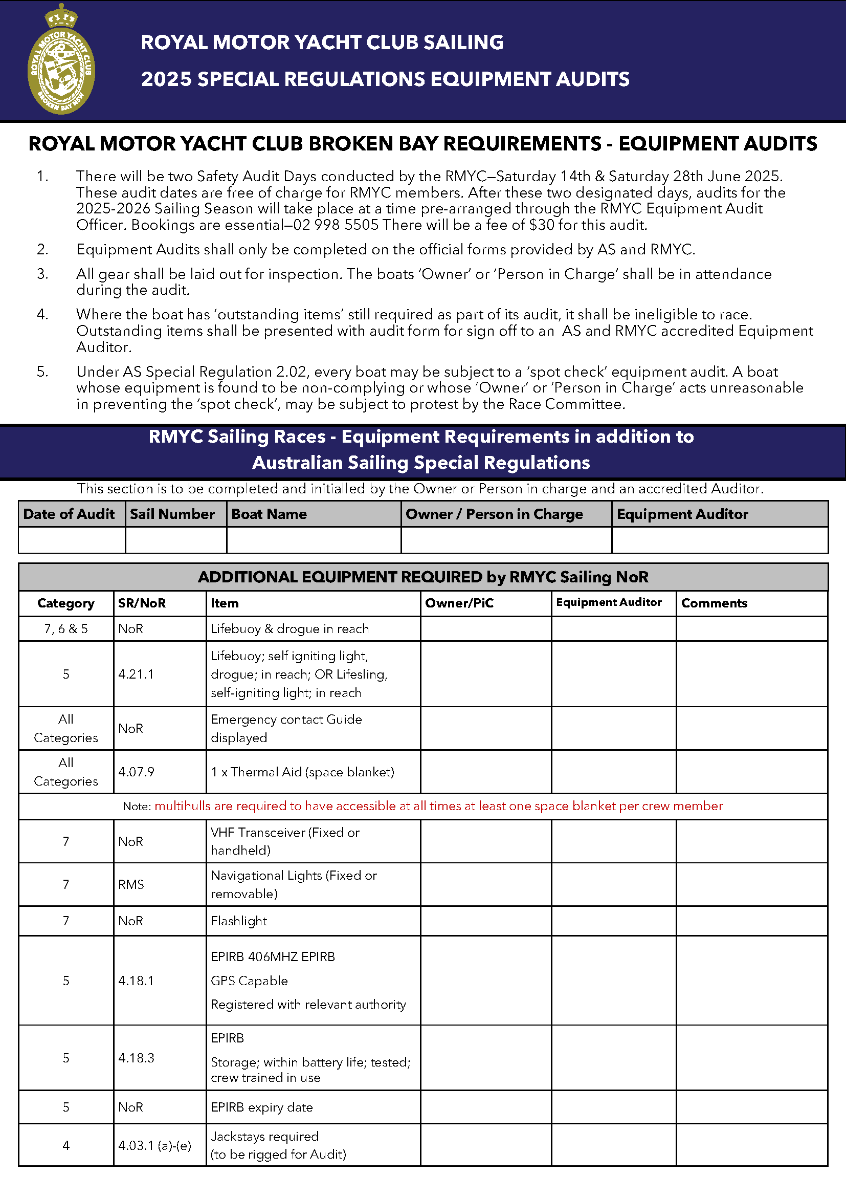 Additional Requirements